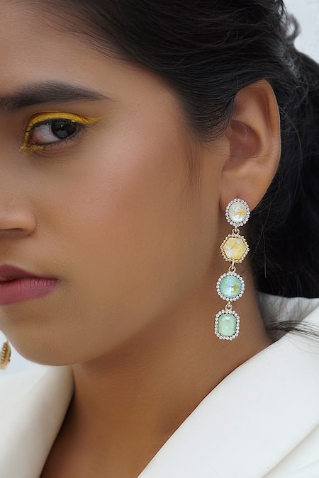Ishhaara Geometric Crystal Embellished Earrings 