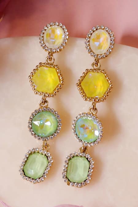 Ishhaara Geometric Crystal Embellished Earrings 