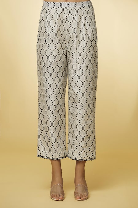 Punit Balana Ivory Chanderi Silk, Handloom Cotton Embroidery, Cut Work, Mirrors Kurta Set at Aza Fashions Punit Balana_Ivory Chanderi Silk, Handloom Cotton Embroidery, Cut Work, Mirrors Kurta Set _at_Aza_Fashions