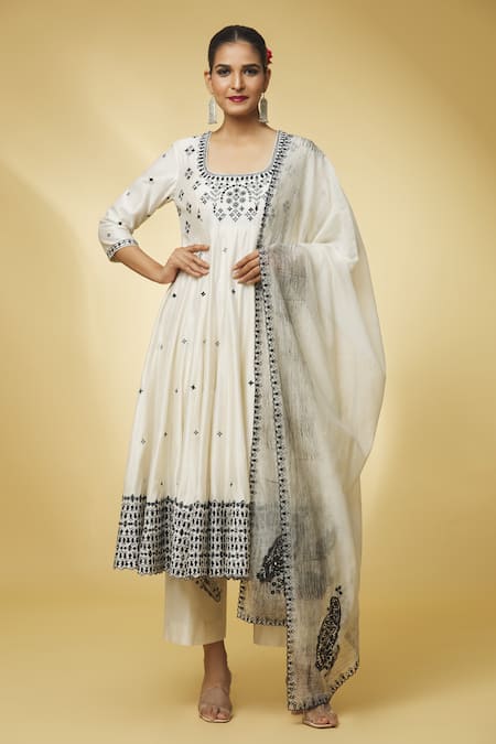 PUNIT BALANA Chanderi Silk Embroidered Anarkali Set 