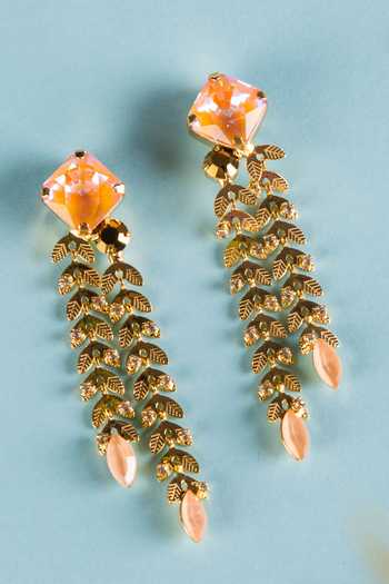 Ishhaara Carved Leaves Dangler Earrings 