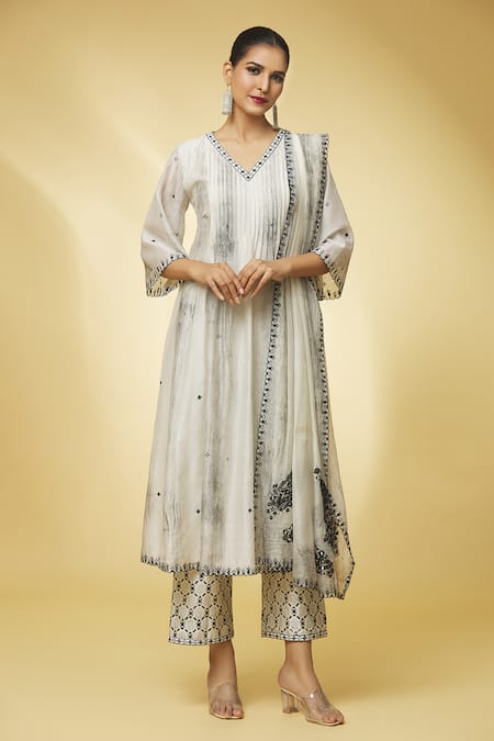 PUNIT BALANA Embroidered Chanderi Silk Anarkali Set 