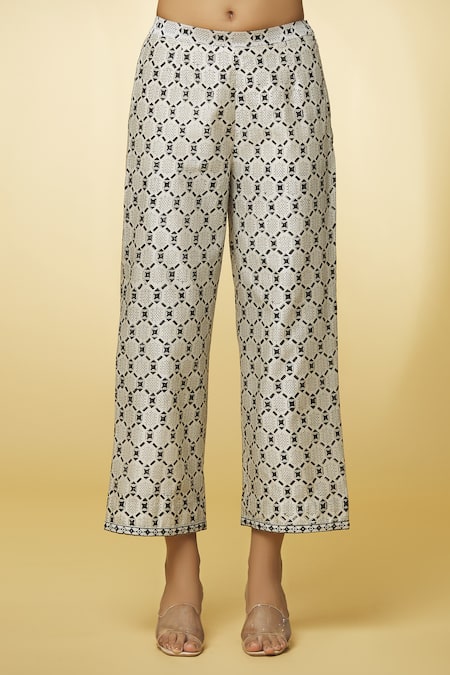 Punit Balana_Ivory Silk, Handloom Cotton, Cut Work, Anarkali Set _at_Aza_Fashions