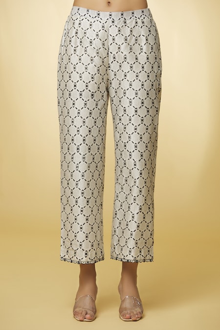 Punit Balana_Ivory Silk, Handloom Cotton, Embroidery, Cut Work Kurta Set _at_Aza_Fashions