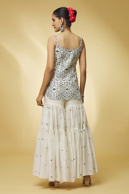 Punit Balana Ivory Silk, Handloom Cotton, Embroidery, Kurta Gharara Set Online at Aza Fashions Punit Balana_Ivory Silk, Handloom Cotton, Embroidery, Kurta Gharara Set _Online_at_Aza_Fashions