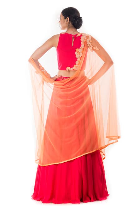 Shop Smriti By Anju Agarwal Red Georgette Embroidery, Pearls Round Neck Roohi Embellished Lehenga Set at Aza Fashions Shop_Smriti By Anju Agarwal_Red Georgette Embroidery, Pearls Round Neck Roohi Embellished Lehenga Set _at_Aza_Fashions