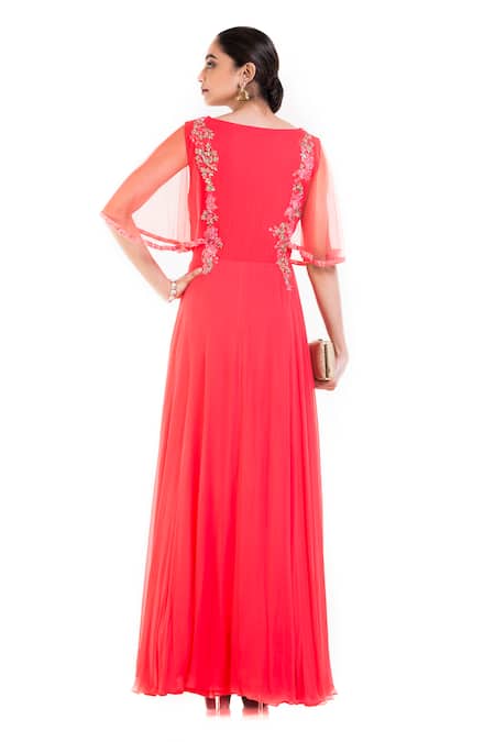 Smriti By Anju Agarwal Reva Embroidered Cape Gown 