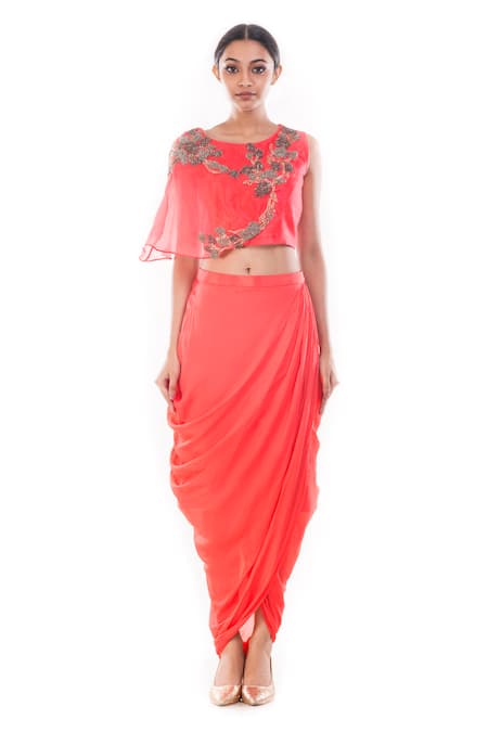 Smriti by Anju Agarwal Saaira Embroidered Crop Top & Skirt Set 