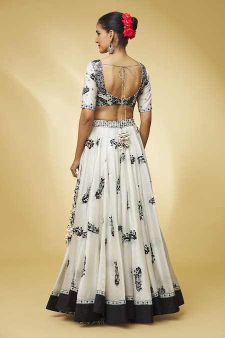 Punit Balana Chanderi Silk Printed & Embroidered Lehenga Set 