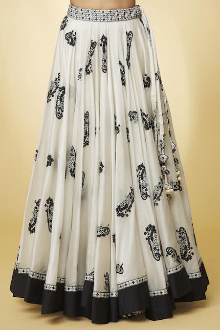 Shop Punit Balana Ivory Silk, Handloom Cotton, Mirrors, Printed And Lehenga Set Online at Aza Fashions Shop_Punit Balana_Ivory Silk, Handloom Cotton, Mirrors, Printed And Lehenga Set _Online_at_Aza_Fashions