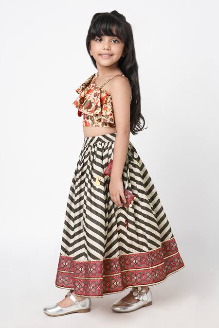 Buy Lil Drama Multi Color Polyester, Muslin Embroidery Chevron Print Lehenga With Ruffle Top Online at Aza Fashions Buy_Lil Drama_Multi Color Polyester, Muslin Embroidery Chevron Print Lehenga With Ruffle Top _Online_at_Aza_Fashions