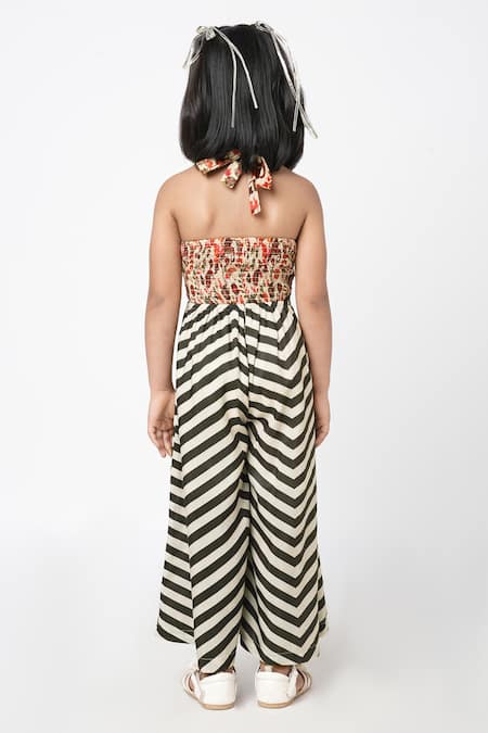 Shop Lil Drama Multi Color Polyester, Lurex Embroidery Floral Print Panel Jumpsuit at Aza Fashions Shop_Lil Drama_Multi Color Polyester, Lurex Embroidery Floral Print Panel Jumpsuit _at_Aza_Fashions