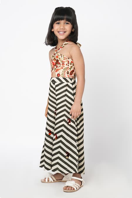 Lil Drama Multi Color Polyester, Lurex Embroidery Floral Print Panel Jumpsuit Online at Aza Fashions Lil Drama_Multi Color Polyester, Lurex Embroidery Floral Print Panel Jumpsuit _Online_at_Aza_Fashions