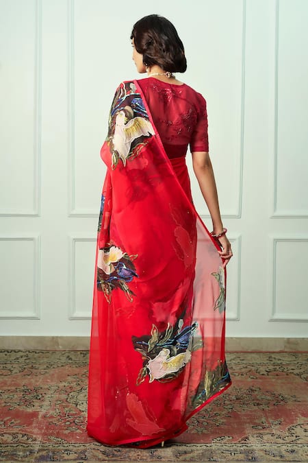 Atelier Shikaarbagh Meghna Saree With Embroidered Unstitched Blouse Piece 