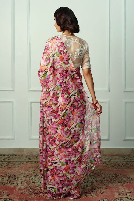Atelier Shikaarbagh Gayatri Floral Pattern Saree With Unstitched Blouse Piece 