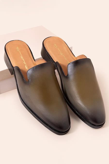 Amrit Dawani Brown Leather Mule Shoes 