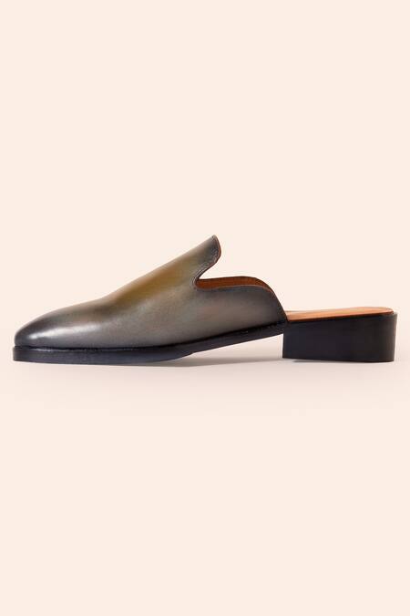 Amrit Dawani_Brown Leather Mule Shoes_Online_at_Aza_Fashions