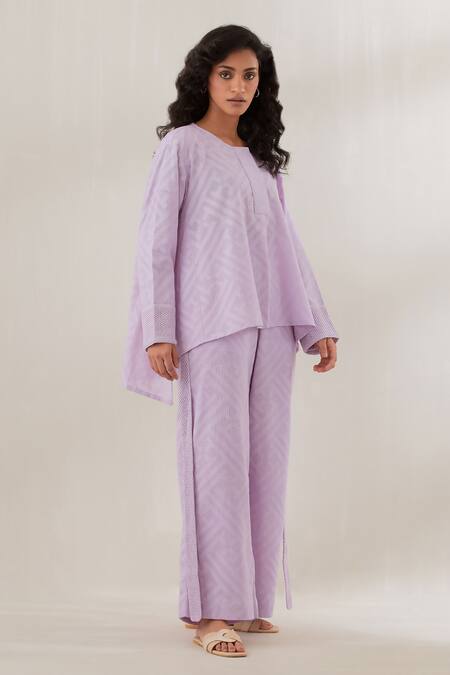 Buy Cupid Cotton Purple Jersey Embroidery Round Neck Crochet Top And Pant Set Online at Aza Fashions Buy_Cupid Cotton_Purple Jersey Embroidery Round Neck Crochet Top And Pant Set _Online_at_Aza_Fashions