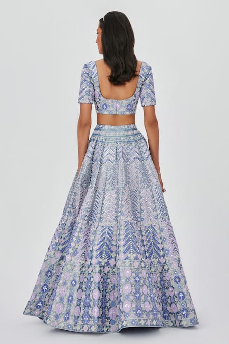 Shop Aisha Rao Purple Tissue Embroidery, Ziba Work Embellished 16 Kali Bridal Lehenga Set at Aza Fashions Shop_Aisha Rao_Purple Tissue Embroidery, Ziba Work Embellished 16 Kali Bridal Lehenga Set _at_Aza_Fashions