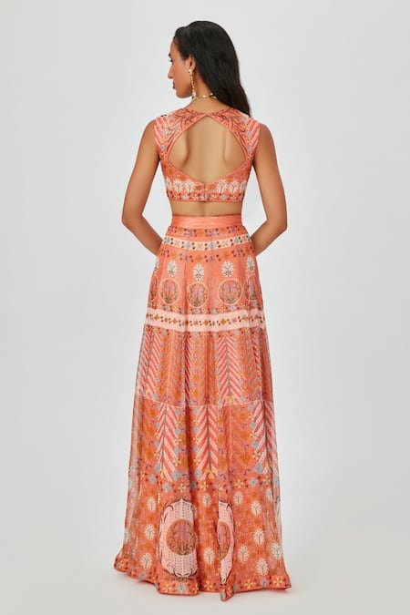 Aisha Rao Farhat Geometric & Floral Print Skirt Set 