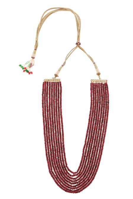 Shop_Paisley Pop_Red Bead Layered Necklace _at_Aza_Fashions
