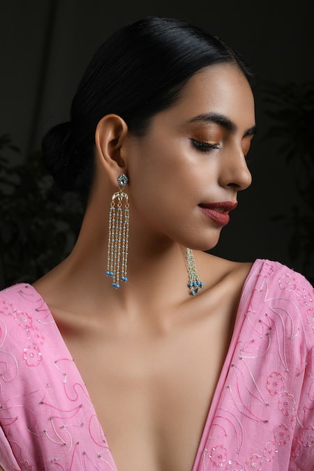 Paisley Pop Kundan Chain Earrings 