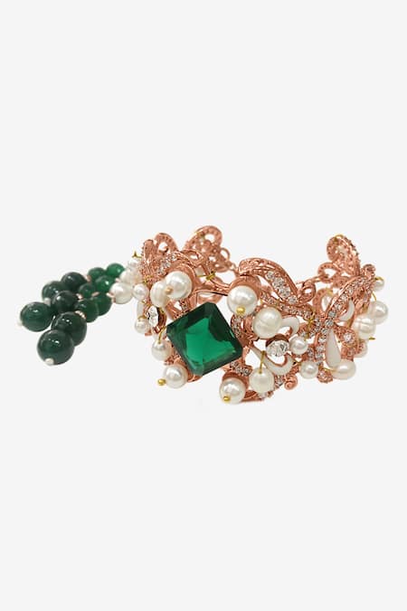 PRERTO Adella Tassel Crystal Cuff 