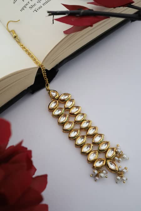 Paisley Pop Gold Kundan Pearl Maangtikka 