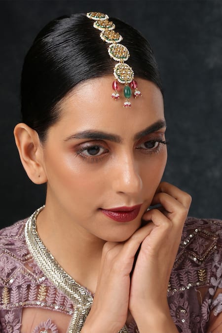 Paisley Pop Floral Kundan Maangtikka 