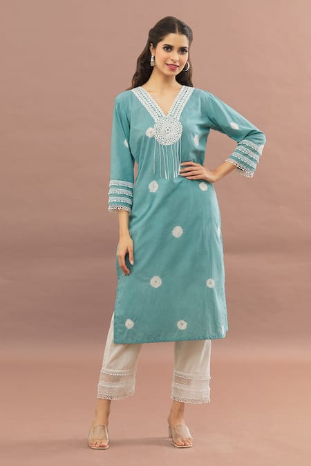 Kalakaari By Sagarika Bandhani Lace Lined Kurta With Pant 