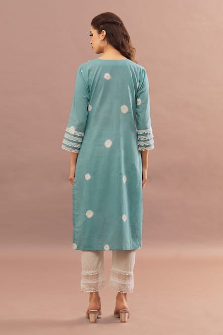 Kalakaari By Sagarika Cut Work Tasselled Lace Kurta Pant Set 