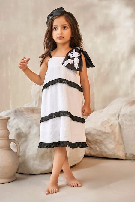 Jasmine And Alaia Emma Embroidered Satin Bow Dress 