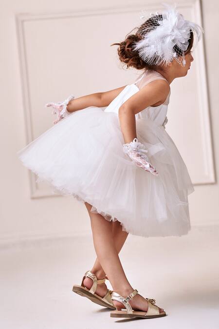 Shop_Jasmine And Alaia_White Tulle Embroidered Floral Applique Georgia Dress_Online_at_Aza_Fashions