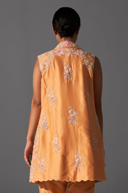 Koashee By Shubitaa Silk Zardozi Embeoidered Jacket Palazzo Set 