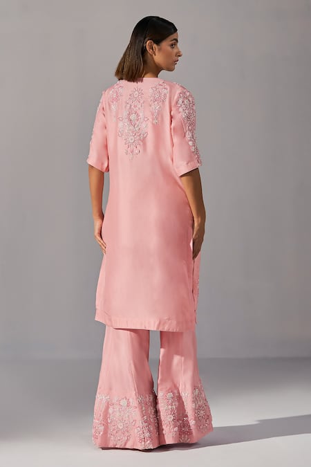 Koashee By Shubitaa Silk Floral Blossom Embroidered Jacket Sharara Set 