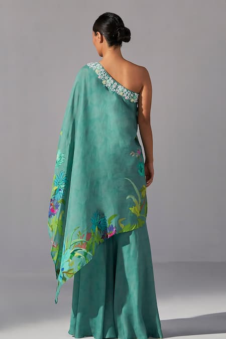 Koashee By Shubitaa Placed Resham Embroidered Long Top With Sharara