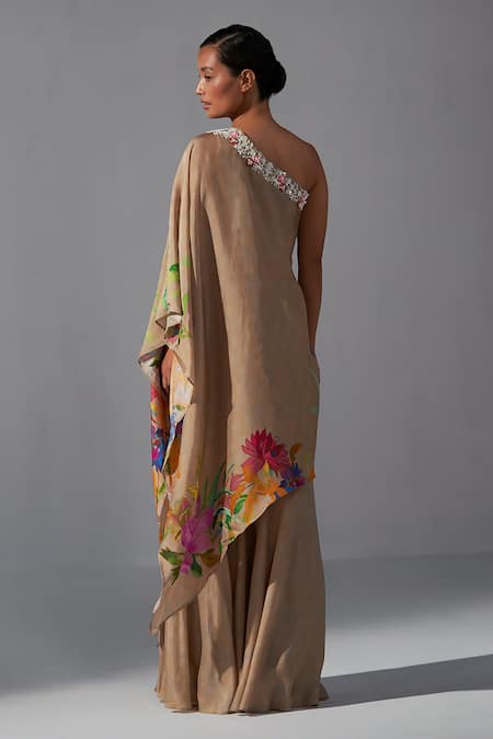 Koashee By Shubitaa Resham Embroidered Placement Long Top With Sharara 