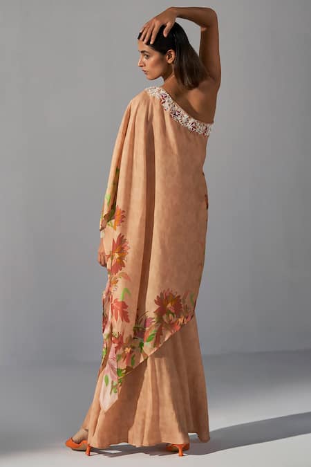 Koashee By Shubitaa Placed Floral Print Long Top With Sharara 