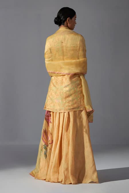 Koashee By Shubitaa Placed Thread Embroidered Kurta Sharara Set 