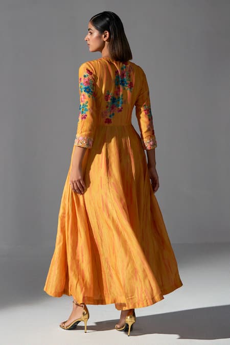 Koashee By Shubitaa Flared Floral Print Angarkha With Pant 