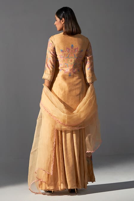 Koashee By Shubitaa Floral Embroidered Bodice Kurta Sharara Set 