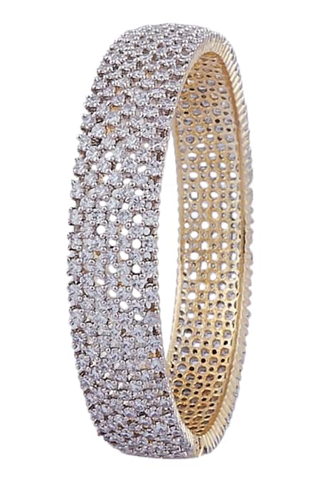 Moh-Maya By Disha Khatri_Silver Plated Crystals Bangles Set Of 2 _Online_at_Aza_Fashions