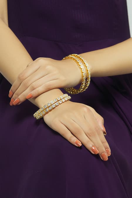 Moh-Maya by Disha Khatri Geometric Bangles Set of 4 