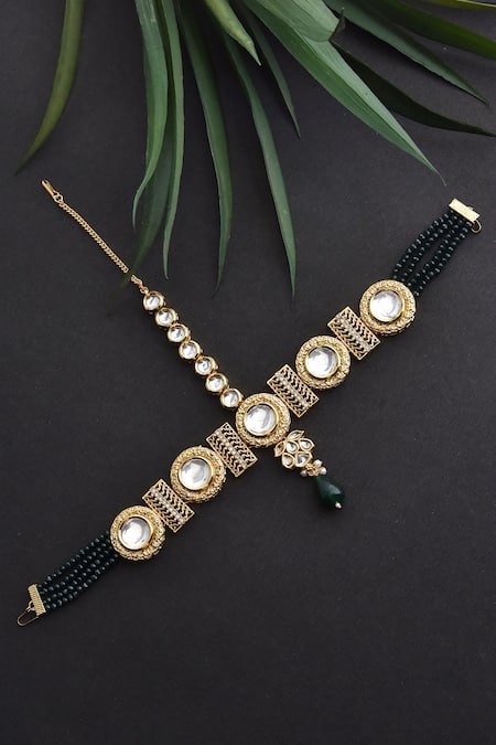 Shop_Swabhimann_Gold Plated Kundan Studded Mathapatti _at_Aza_Fashions