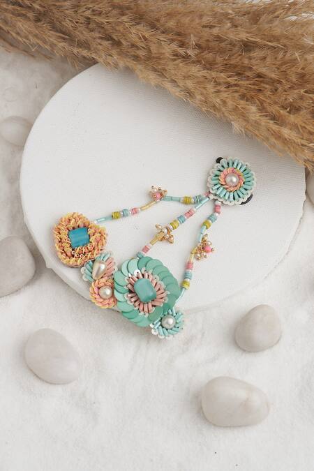 Shop_Torque By Merge_Multi Color Semiprecious Mixed Stones And Bead Embellished Passa _at_Aza_Fashions