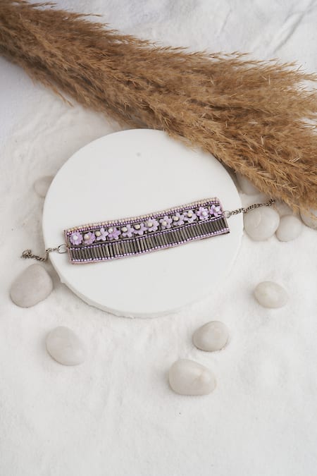 Shop_Torque By Merge_Multi Color Semiprecious Mixed Stones Bead And Sequin Embellished Bracelet _at_Aza_Fashions