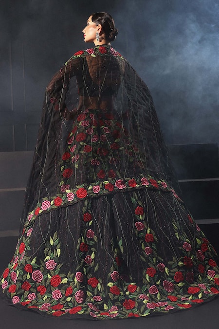 Amit GT Rhoda Thread Embroidered Trail Bridal Lehenga Set 