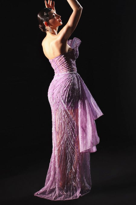 Amit GT Hand Embroidered Structured Gown 