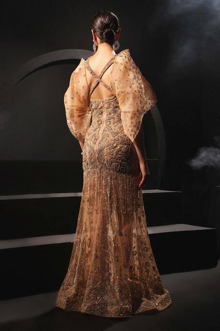 Amit GT Gold Hand Embroidered Gown 