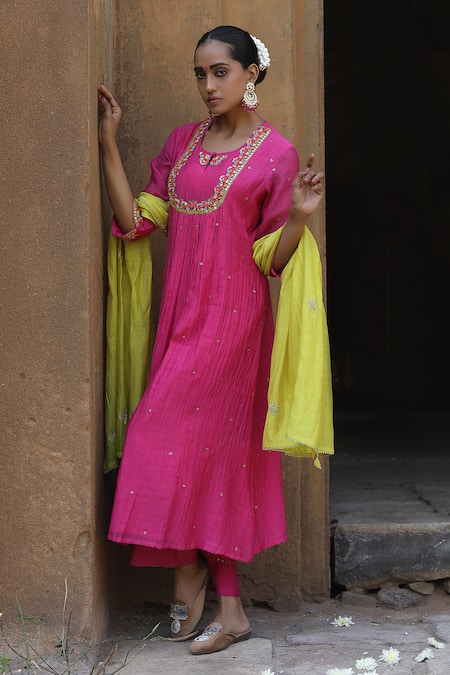 Label Kinjal Modi Empire Yoke Work Anarkali Pant Set 